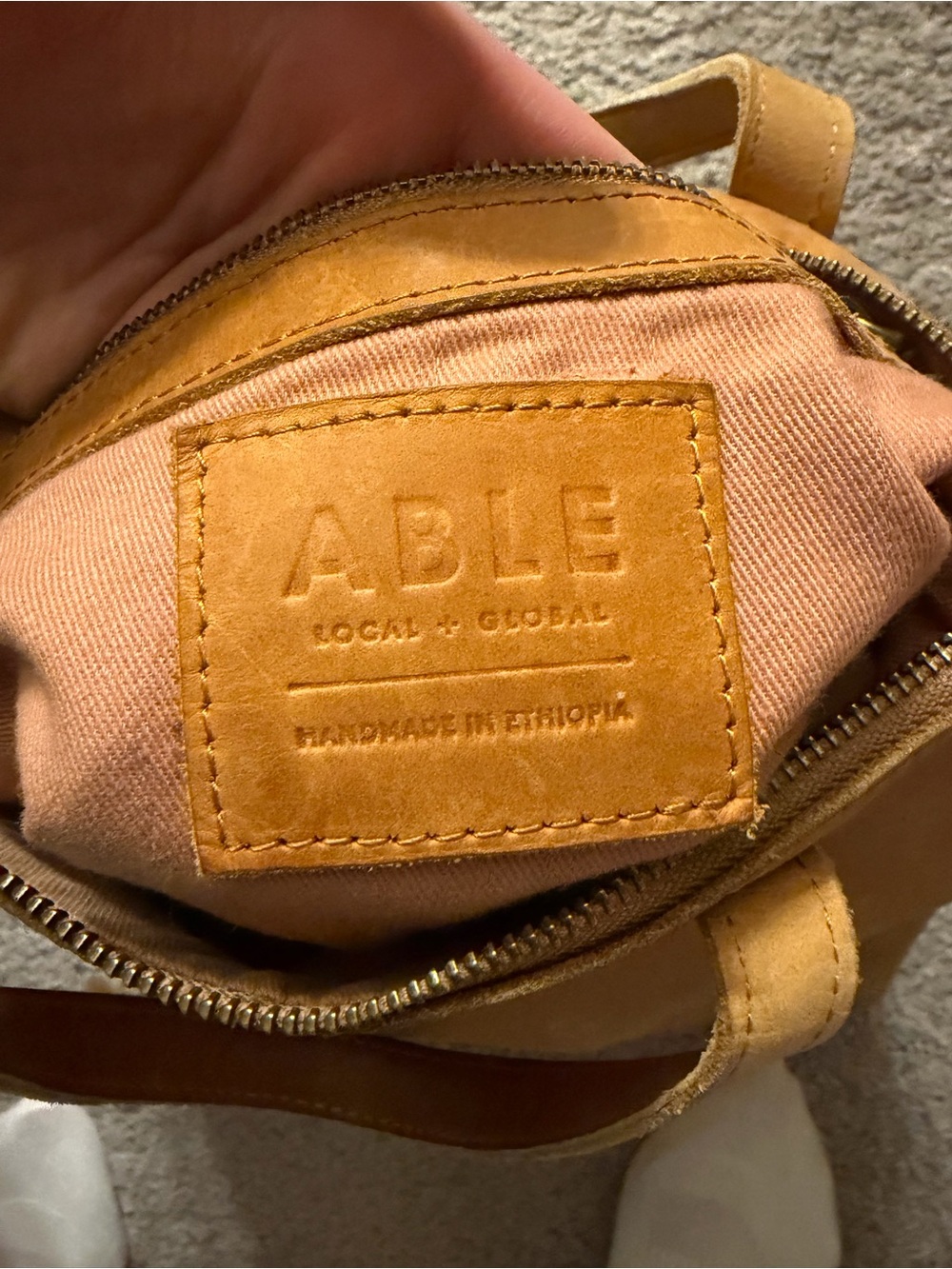 Able Abera Tan Leather Backpack Tote - Picture 3 of 5